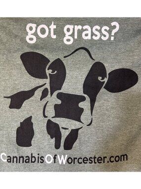 Got Grass Gildan XL T-Shirt Cannabis Of Worcester Cow Graphic Tee Heather Green